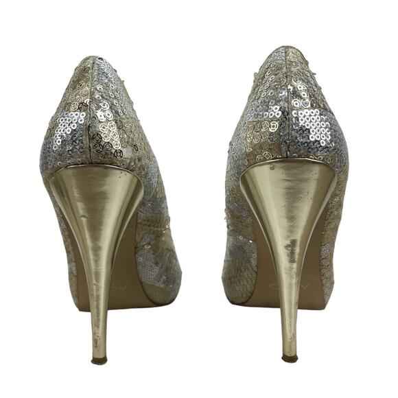 Aldo Glicken Sequins Glitter Pumps Metallic Gold Silver Size 39 - Picture 7 of 11
